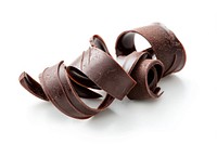 Chocolate curls chocolate white background accessories.