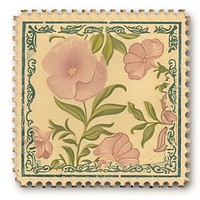 Vintage postage stamp flower pattern paper.