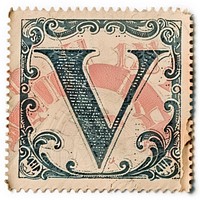 Stamp with alphabet V backgrounds paper font.