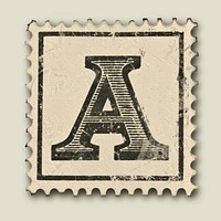 Stamp with alphabet A paper font text.