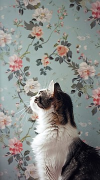 Cat in minimal room animal wall wallpaper.