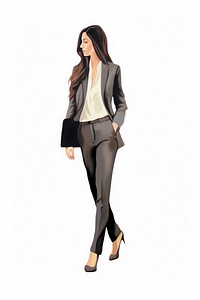 Business woman walking footwear sleeve jacket.