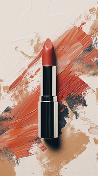 Lipstick with acrylic brush stroke overlay cosmetics glamour red.