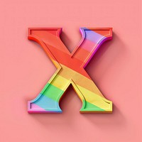 Rainbow with alphabet X pattern font text.