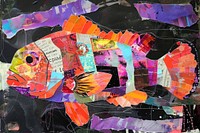 Clown fish collage art painting.