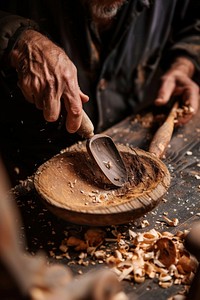 Spoon making wood craftsperson.