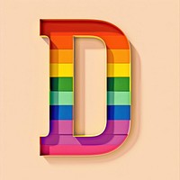 Rainbow with alphabet D pattern font creativity.