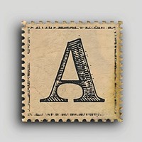 Stamp with alphabet A paper text font.