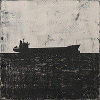 Silkscreen of a Cargo ship painting vehicle boat.