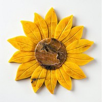 Sunflower shape shape marble brooch plant inflorescence.