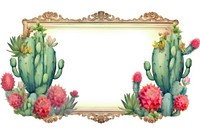 Vintage frame cactus plant white background creativity.