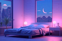Bedroom furniture purple night.