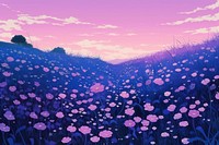 Flower field purple backgrounds landscape.