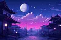 A minimal and less detail illustration of japan purple outdoors night.