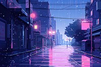 Rain purple street light.