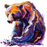 Acrylic pouring bear painting mammal art.