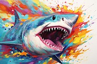 Shark swirls acrylic painting animal fish art.