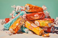 Wrapper candies painting confectionery recycling.