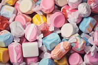 Close up on pale rapper candies confectionery backgrounds candy.