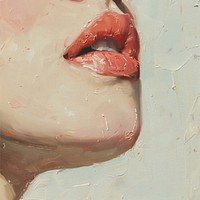 Close up on pale lipstick painting backgrounds art.