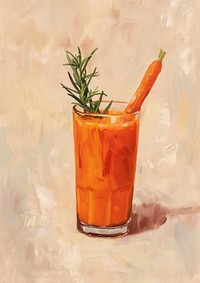 Close up on pale carrot smoothie vegetable painting drink.