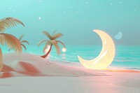 Cute moon on the beach background outdoors nature night.