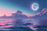 Cute moon over the sea background astronomy outdoors nature.