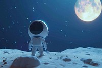 Cute astronaut on the moon background astronomy outdoors cartoon.