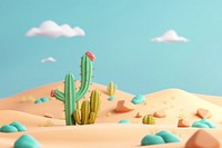 Cute desert with cactus background outdoors cartoon nature.
