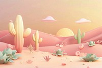 Cute desert with cactus background backgrounds outdoors cartoon.