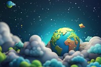 Cute earth in the space background astronomy cartoon planet.