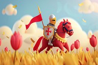 Cute horse knights adventure background cartoon representation livestock.