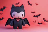 Cute vampire with bat background cartoon anthropomorphic jack-o'-lantern.
