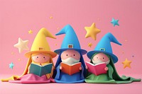 Cute wizard cast spelling background cartoon toy representation.