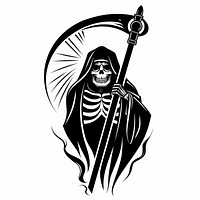 Grim Reaper black white background representation.