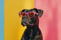 Retro collage of dog sunglasses mammal animal.