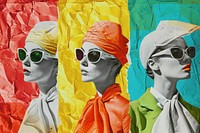Retro collage of fashion art sunglasses painting.