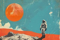 Retro collage of space outdoors nature adult.
