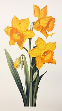Silkscreen of a colouful narcissus daffodil flower nature.