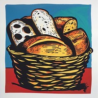 Basket bread food art.