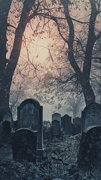 Silkscreen of a Gravestones gravestone tombstone graveyard.