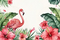 Watercolor tropical borders flamingo backgrounds hibiscus.