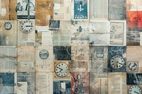 Close up clock faces ephemera border collage backgrounds art.