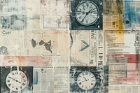 Time clocks ephemera border collage backgrounds newspaper.