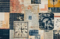 Vintage clock faces ephemera border collage backgrounds paper.