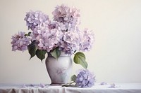 Close up on pale puple hydrangea in vase blossom flower lilac.