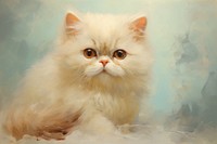 Close up on pale Exotic Shorthair cat painting animal mammal.