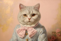 Close up on pale British Shorthair cat painting portrait animal.