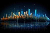 Abstract data graph with charts city cityscape blue.