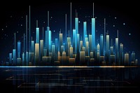Abstract data graph with charts city night blue.